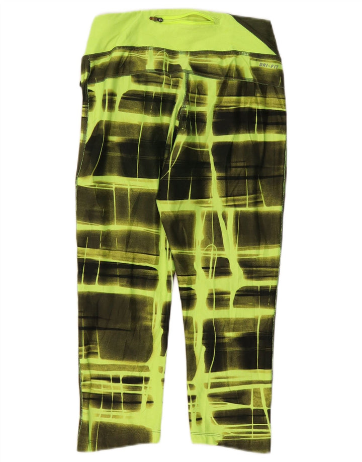 Damskie spodnie dresowe Nike Dri Fit UK 8, małe, zielone, poliestrowe w kratkę