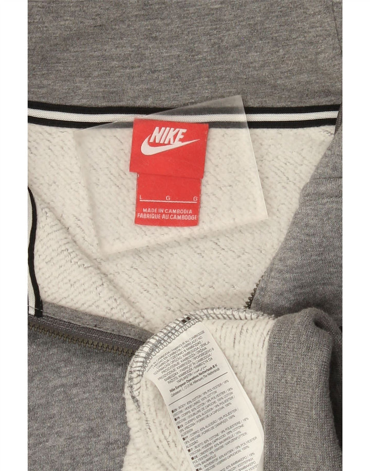 Męski sweter z kapturem i zamkiem błyskawicznym Nike, duży, szary, bawełniany w cętki