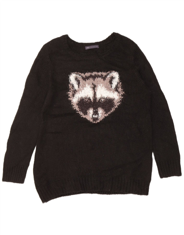 Damski sweter Marks & Spencer z graficznym dekoltem w łódkę, UK 14, średni czarny