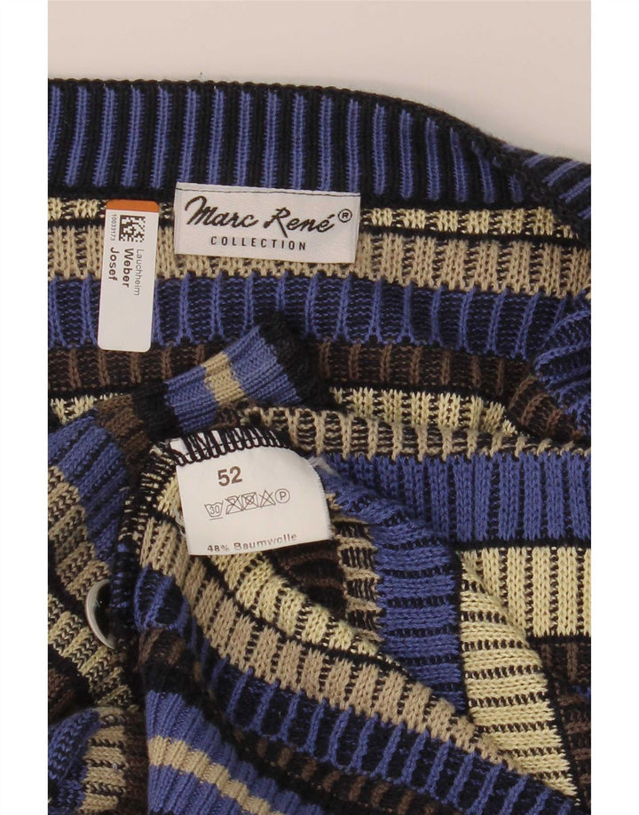 Męski sweter rozpinany Marc Rene IT 52, bawełniany w duże niebieskie paski