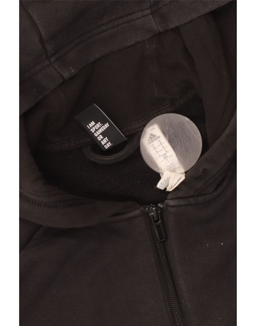 Męski sweter z kapturem i zamkiem ADIDAS, średniej wielkości, czarny, bawełniany