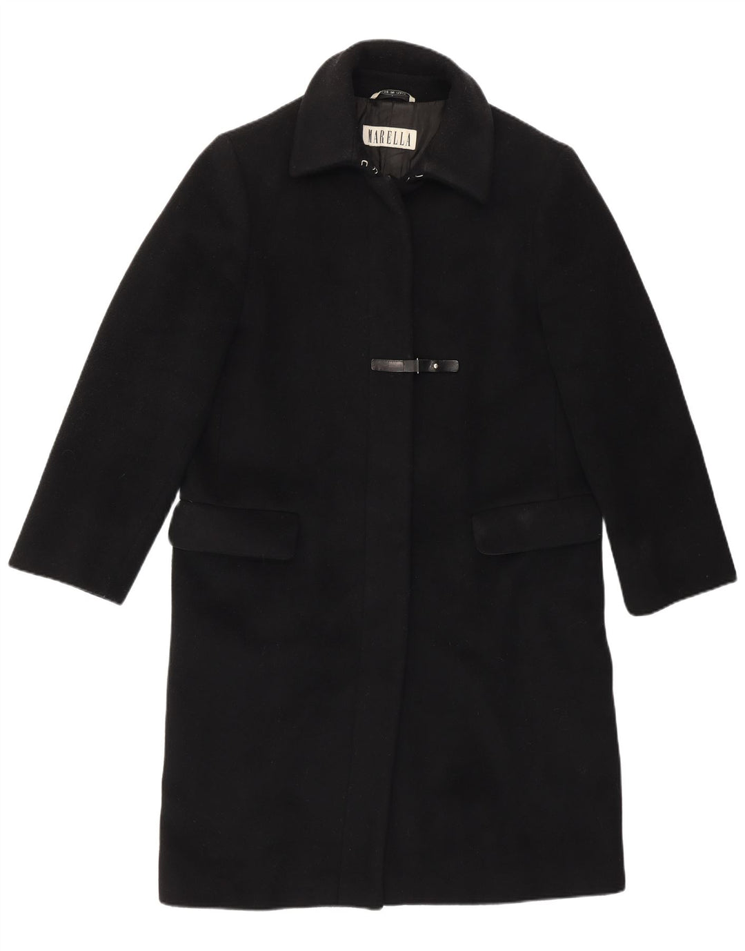 Płaszcz damski Marella UK 12, średnia czarna dziewicza wełna