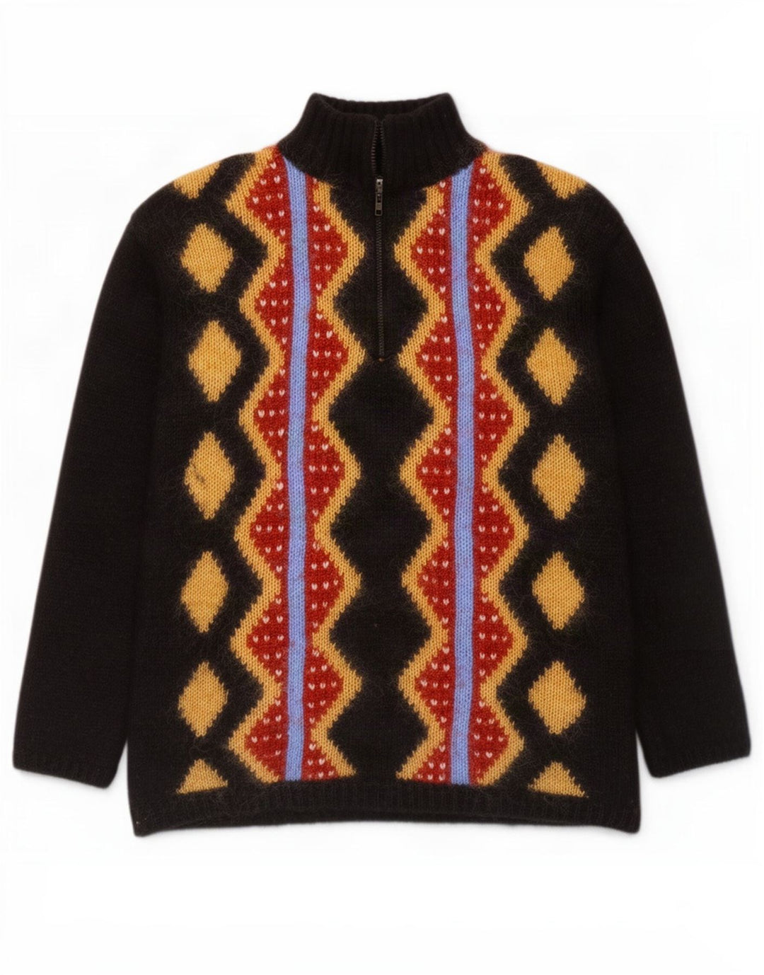 Męski sweter z zamkiem błyskawicznym Nagpal, mały czarny Argyle/Diament