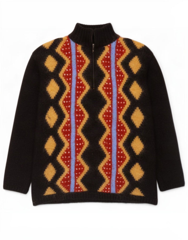 Męski sweter z zamkiem błyskawicznym Nagpal, mały czarny Argyle/Diament