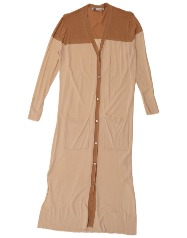 Damski sweter o przedłużonym fasonie Zara UK 10 Small Beige Colorblock
