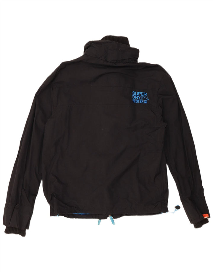 SUPERDRY Męska kurtka przeciwdeszczowa The Windcheater UK 40, duża, czarna nylonowa