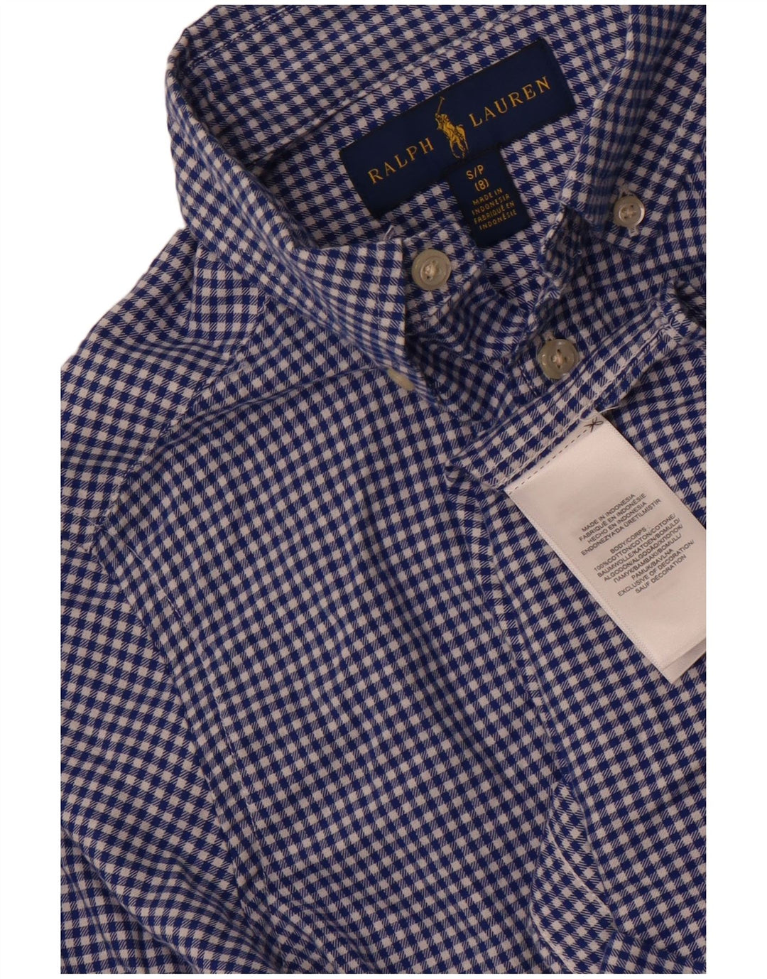 Koszula chłopięca Ralph Lauren 7-8 lat, mała, niebieska bawełniana kratka