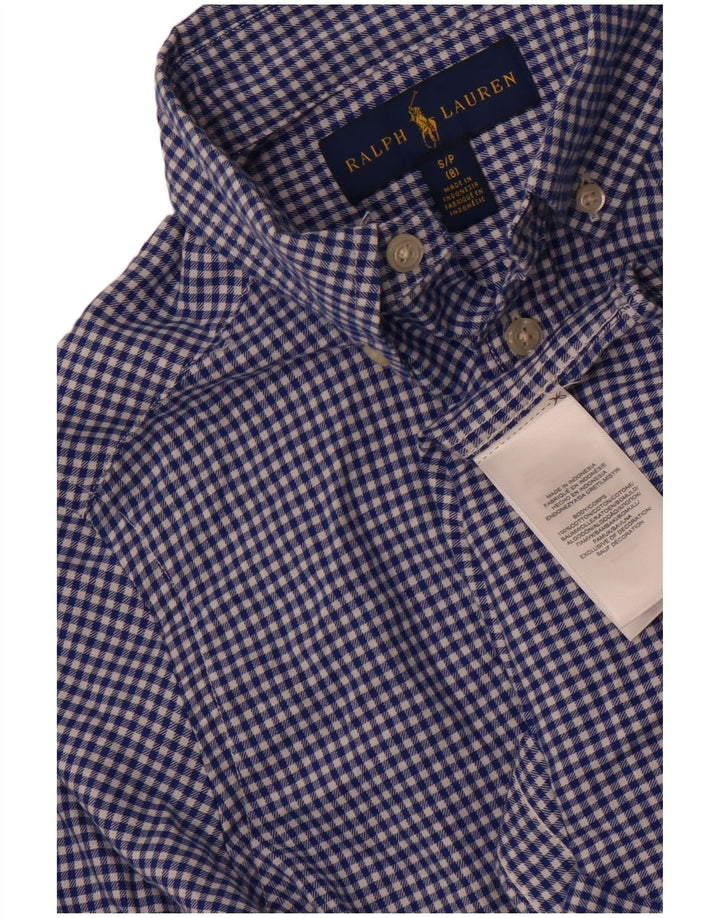 Koszula chłopięca Ralph Lauren 7-8 lat, mała, niebieska bawełniana kratka