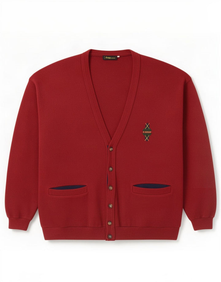 Sweter męski w stylu vintage, średni bordowy