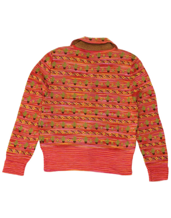 Damski sweter bolerko z rękawem 3/4 ZARA UK 14, duży, czerwony, w kwiaty, wiskoza