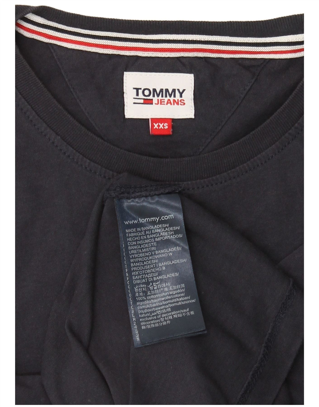 T-shirt damski TOMMY HILFIGER Top UK 2 2XS Granatowy, bawełniany