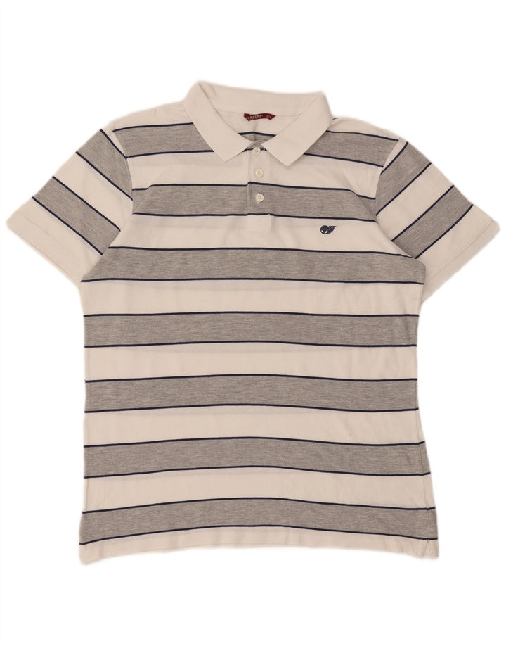 CARRERA Mens Polo Shirt XL Grey Striped Cotton