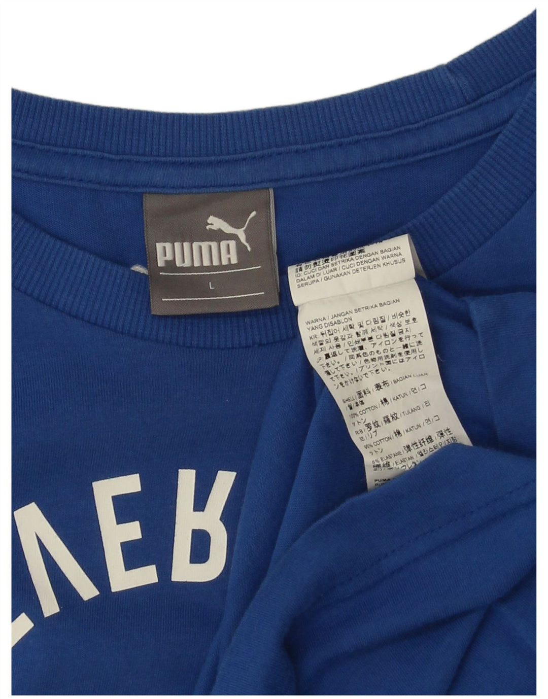 Męski T-shirt z grafiką Puma, duży, niebieski, bawełniany