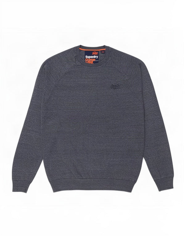 Męski sweter Superdry z okrągłym dekoltem, duży, niebieski, bawełniany w cętki