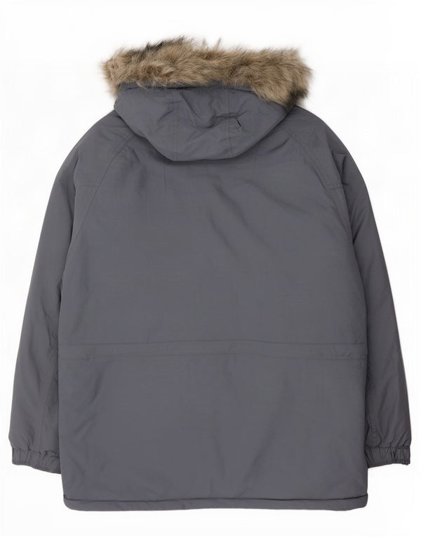 The North Face Womens Hooded Oversized Parka Jacket UK 16 Large Blue Nylon