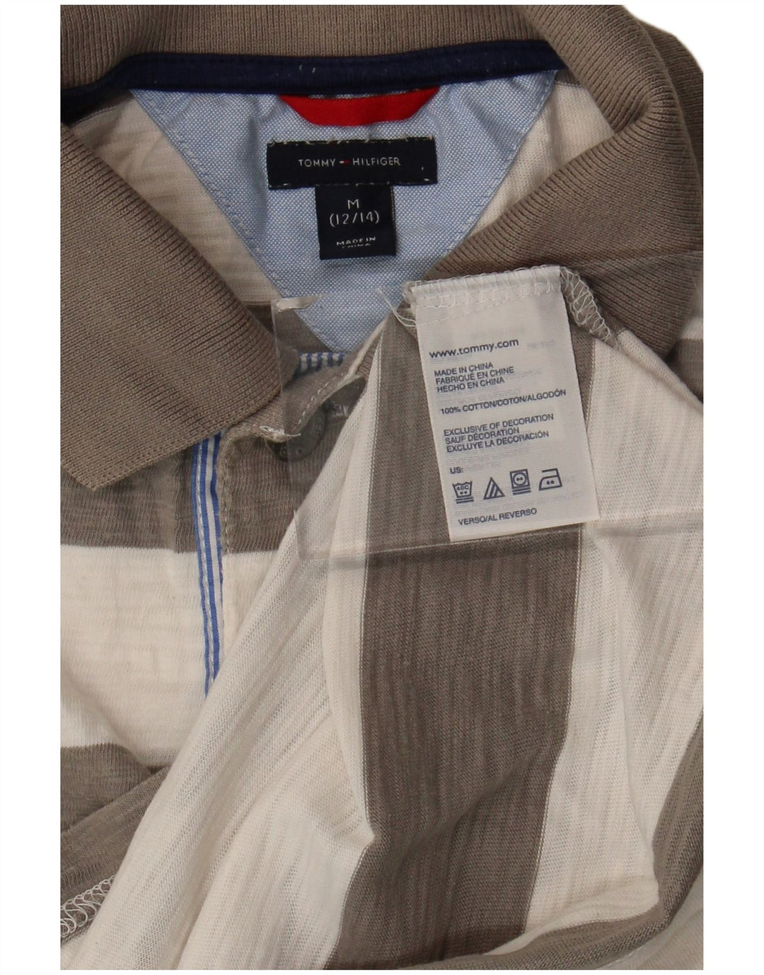 Chłopięca koszulka polo do rugby Tommy Hilfiger 12-13 lat, średnie szare paski