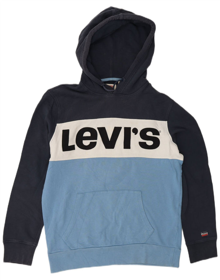 Męski sweter z kapturem Levi's z grafiką, średni granatowy, bawełniany blok kolorów