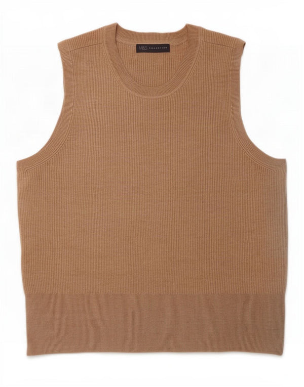 Marks & Spencer Womens Vest Tank Top UK 24 4XL Beige Viscose