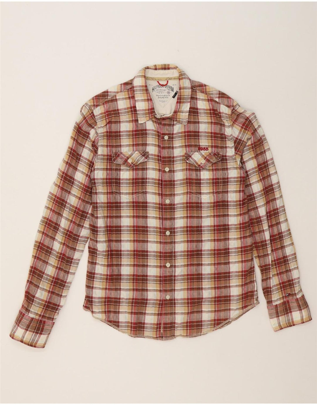 TOMMY HILFIGER Mens Shirt Medium Brown Check Cotton Vintage Tommy Hilfiger and Second-Hand Tommy Hilfiger from Messina Hembry 