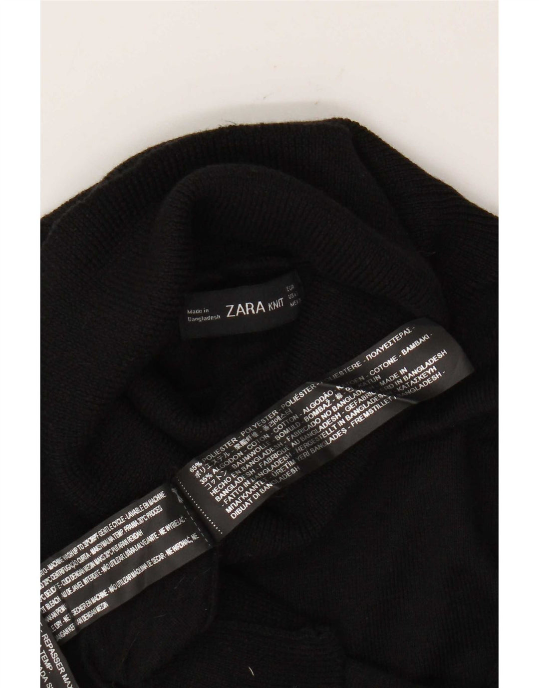 Damski sweter z golfem Zara UK 10, mały, czarny poliester