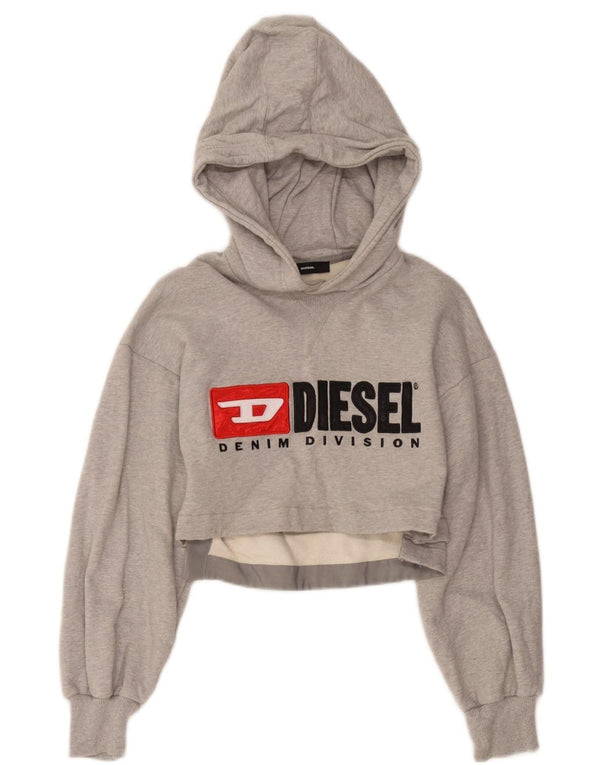 Damska bluza Diesel Crop Graphic Jumper UK 6 XS Szara, nakrapiana bawełna