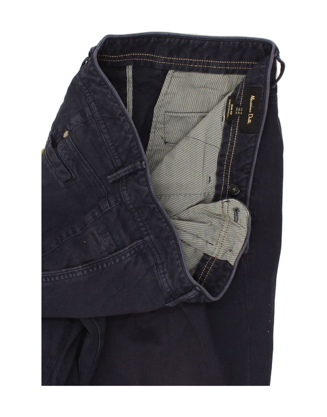 Męskie spodnie typu slim casual MASSIMO DUTTI W34 L30 granatowe