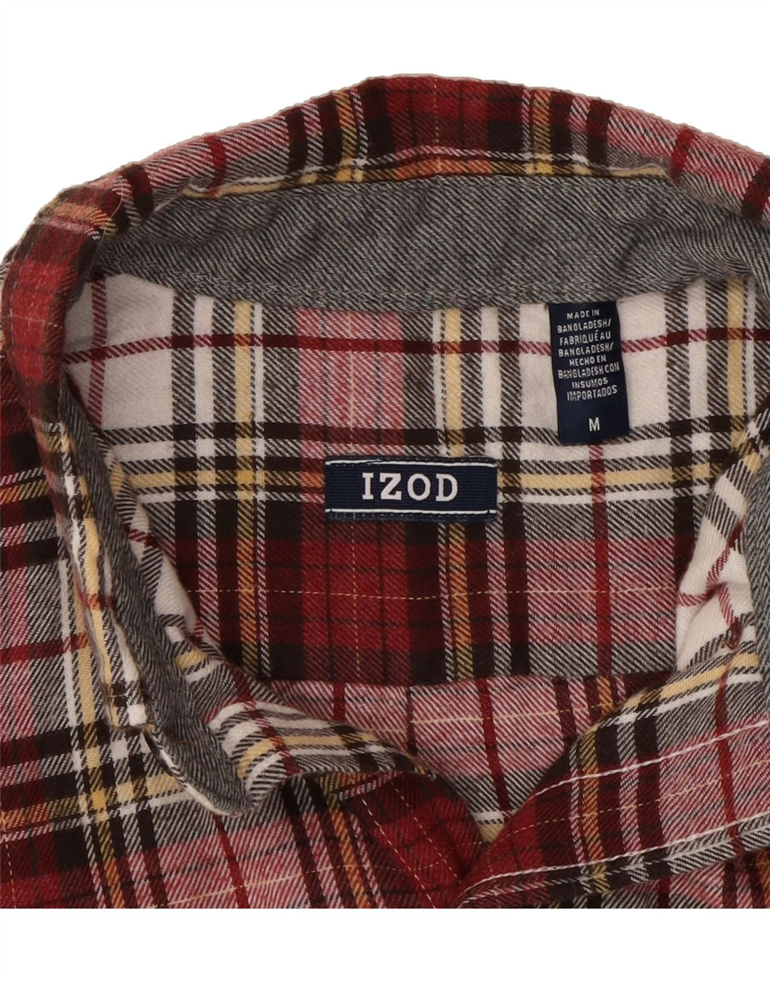 IZOD Mens Flannel Shirt Medium Red Check Cotton Vintage Izod and Second-Hand Izod from Messina Hembry 