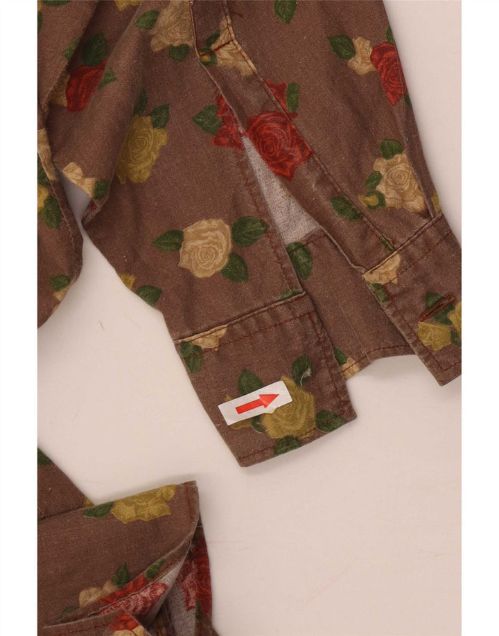 Koszula męska w stylu vintage, duża, brązowa w kwiaty