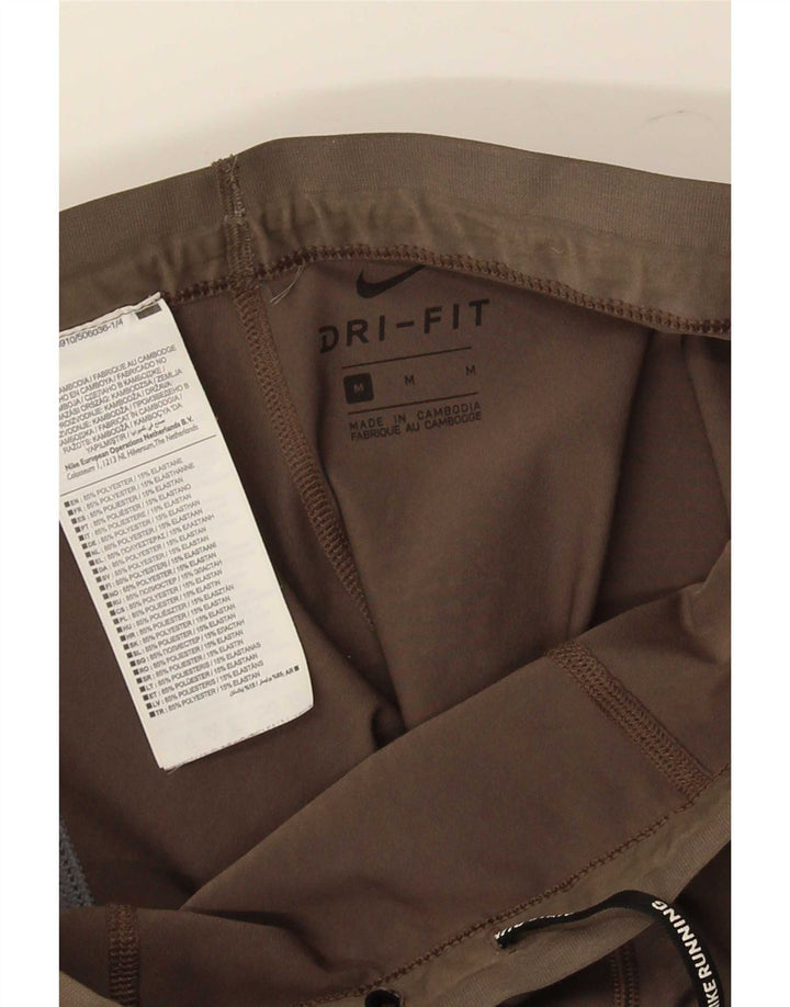 Damskie legginsy Nike Dri Fit UK 12, poliester w średnie brązowe paski