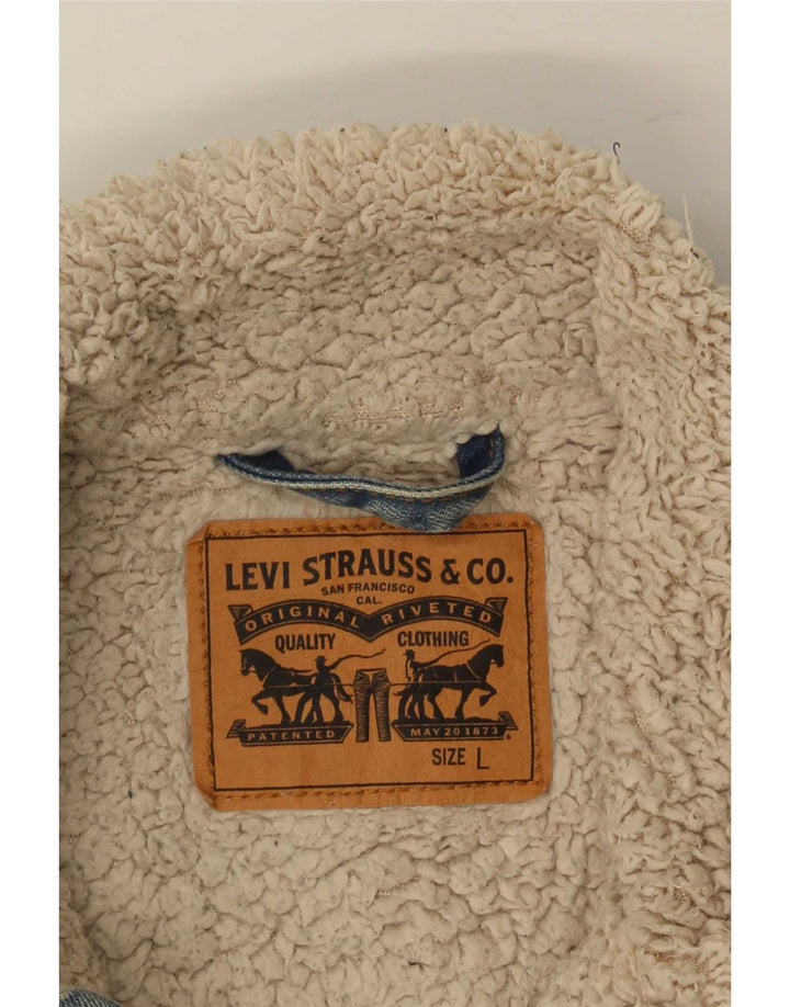 Męska kurtka dżinsowa Levi's Sherpa UK 40, duża niebieska bawełna