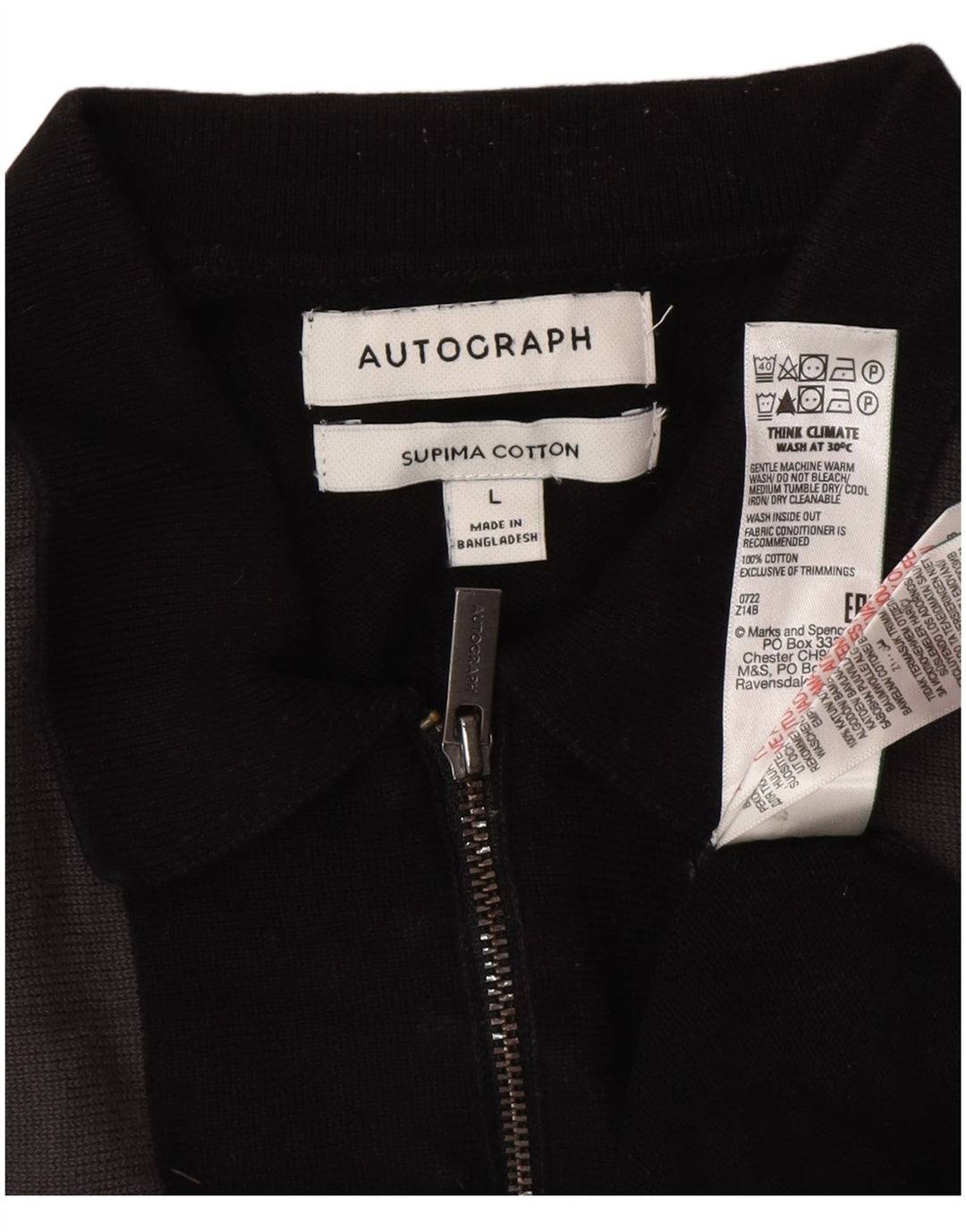 Marks & Spencer Męski sweter polo z autografem, duży, czarny