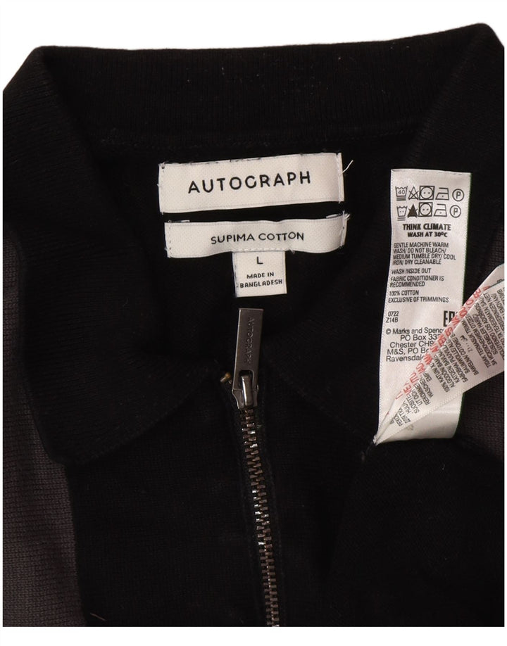 Marks & Spencer Męski sweter polo z autografem, duży, czarny