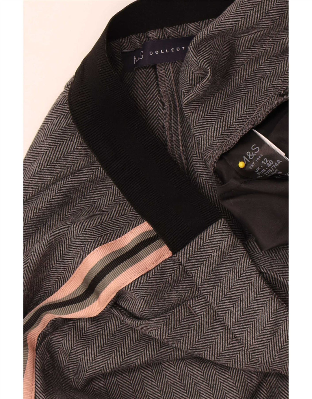 Spodnie garniturowe Marks & Spencer UK 12 Medium W30 L26 Szare w jodełkę