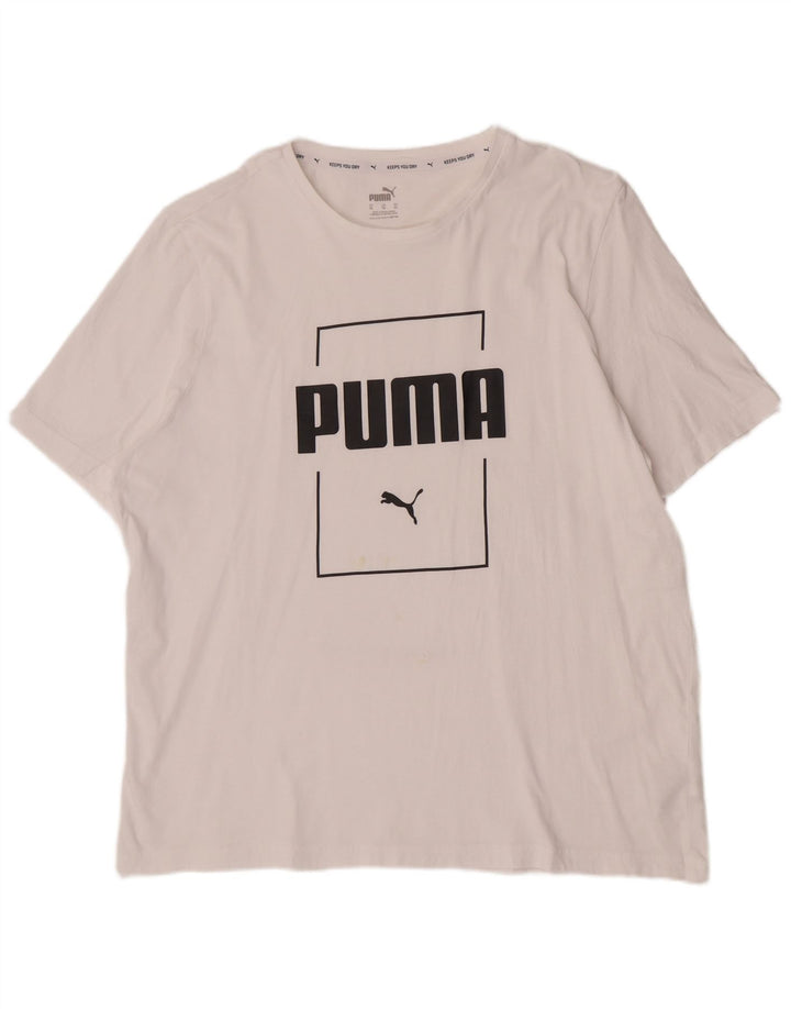 Męska koszulka z grafiką Puma, góra XL, biała bawełna