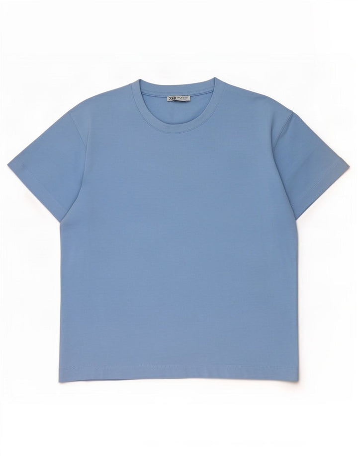 T-shirt męski Zara, mały, niebieski, bawełniany