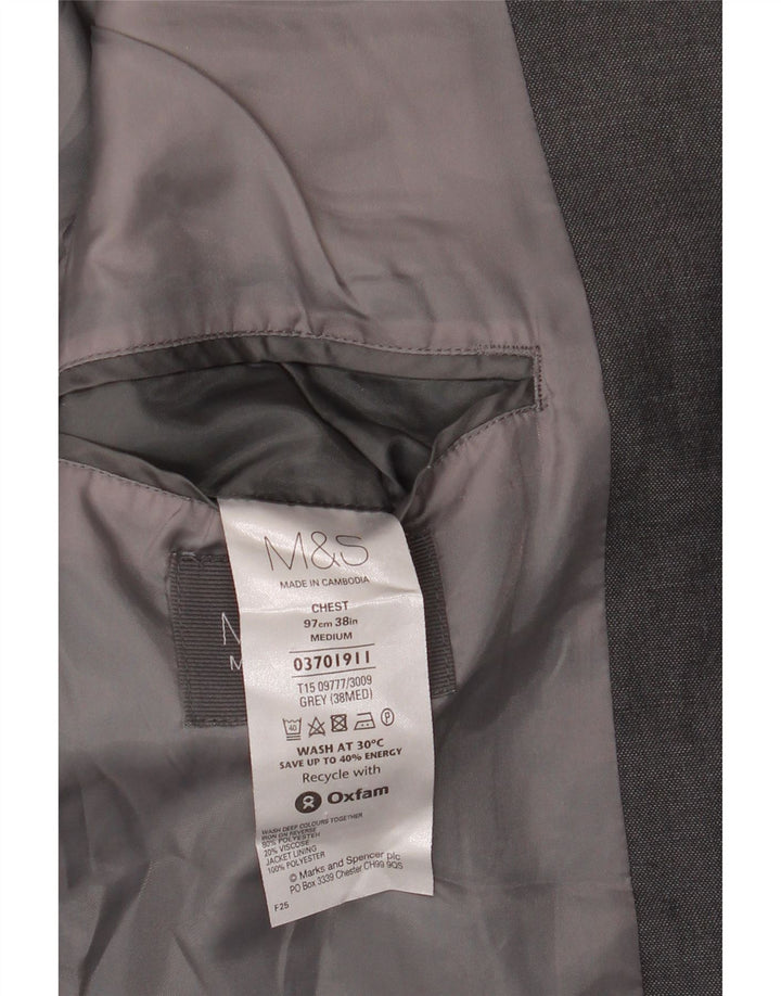 Marks & Spencer Męska marynarka zapinana na 2 guziki, UK 38, średni szary poliester