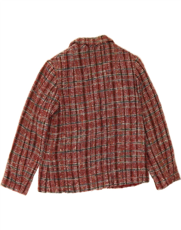 VINTAGE Womens Double Breasted Blazer Jacket UK 14 Medium Red Check Vintage Vintage and Second-Hand Vintage from Messina Hembry 