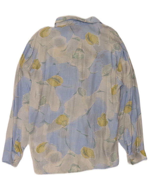 Koszula męska w stylu vintage, duża niebieska wiskoza w kwiaty