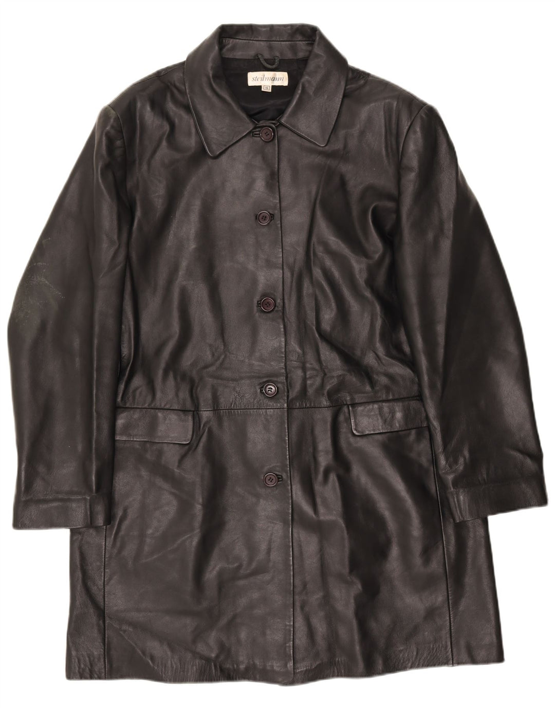 STEILMANN  Womens Leather Coat UK 16 Large Black Leather