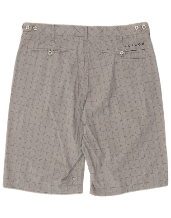 Męskie spodenki Chino Volcom W34, duże, szare, bawełniane w kratkę
