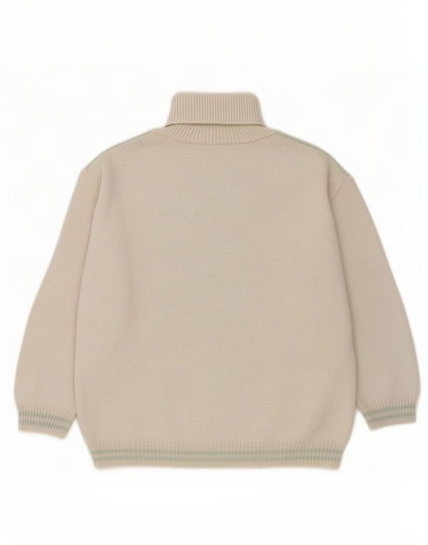 Vintage damski sweter z wywijanym dekoltem UK 18 XL Off White Geometric