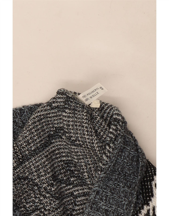 Sweter damski w stylu vintage z dekoltem w szpic IT 48 XL Szary Fair Isle, poliakryl