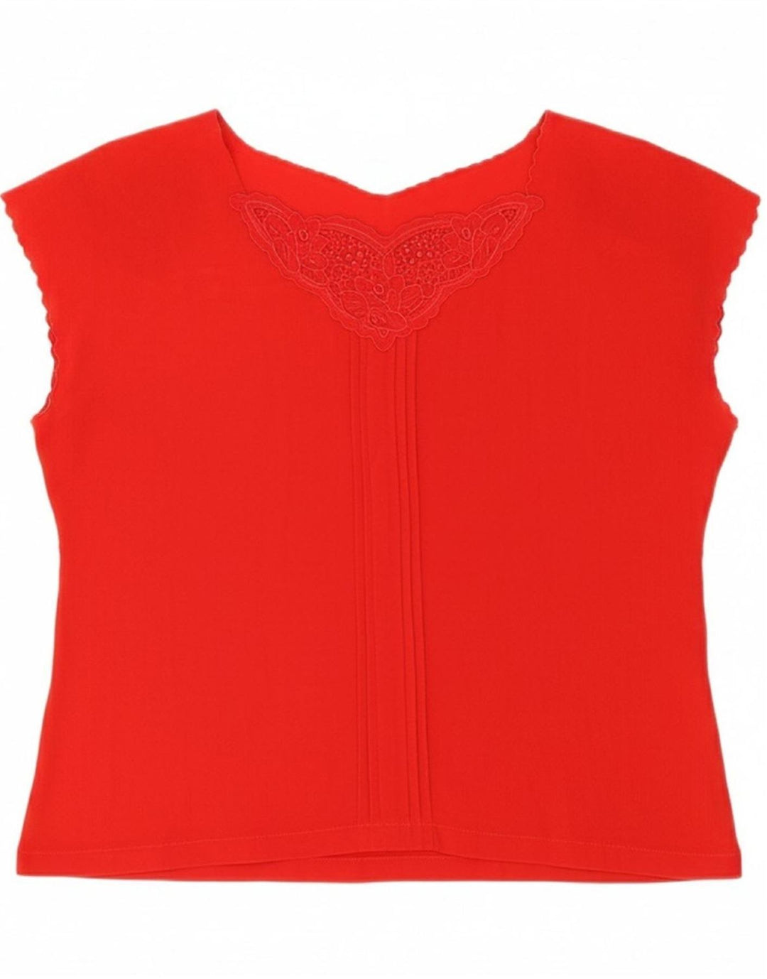 VINTAGE Womens Crop Sleeveless Blouse Top UK 14 Medium Red