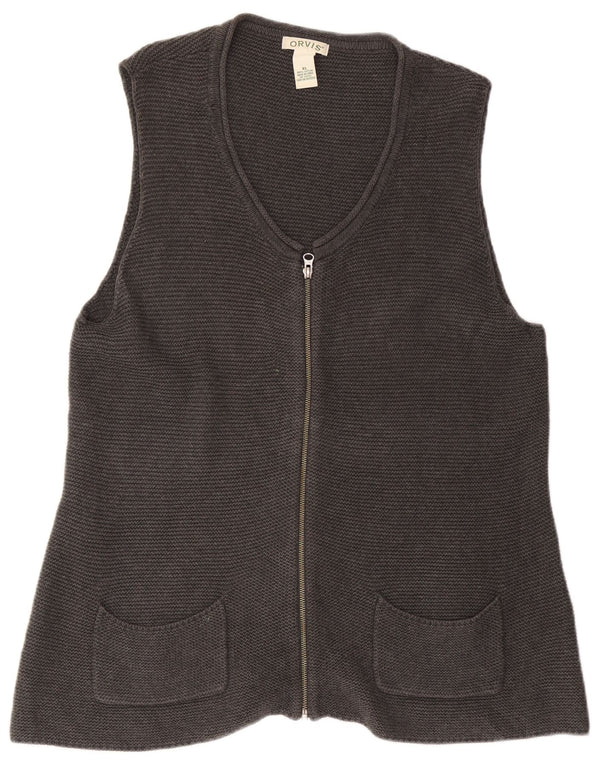 Damski sweter bez rękawów Orvis UK 18 XL, szara bawełna