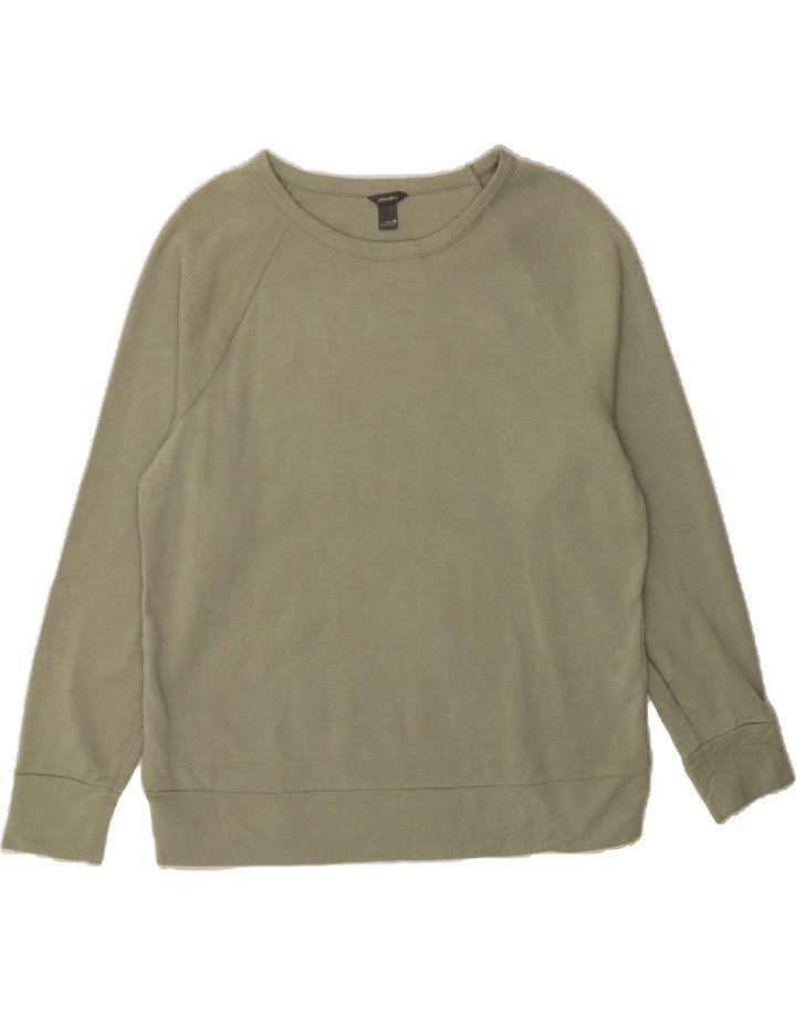EDDIE BAUER Womens Sweatshirt Jumper UK 14 Medium Khaki Polyester Vintage Eddie Bauer and Second-Hand Eddie Bauer from Messina Hembry 