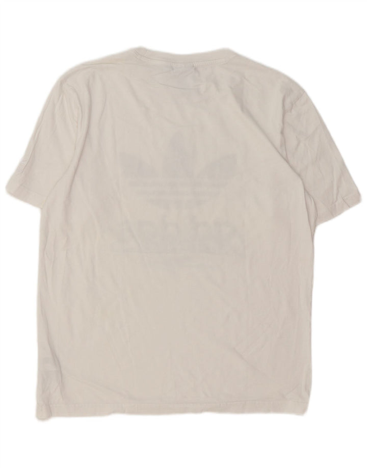 Męska koszulka z grafiką Adidas, średnia, biała bawełna