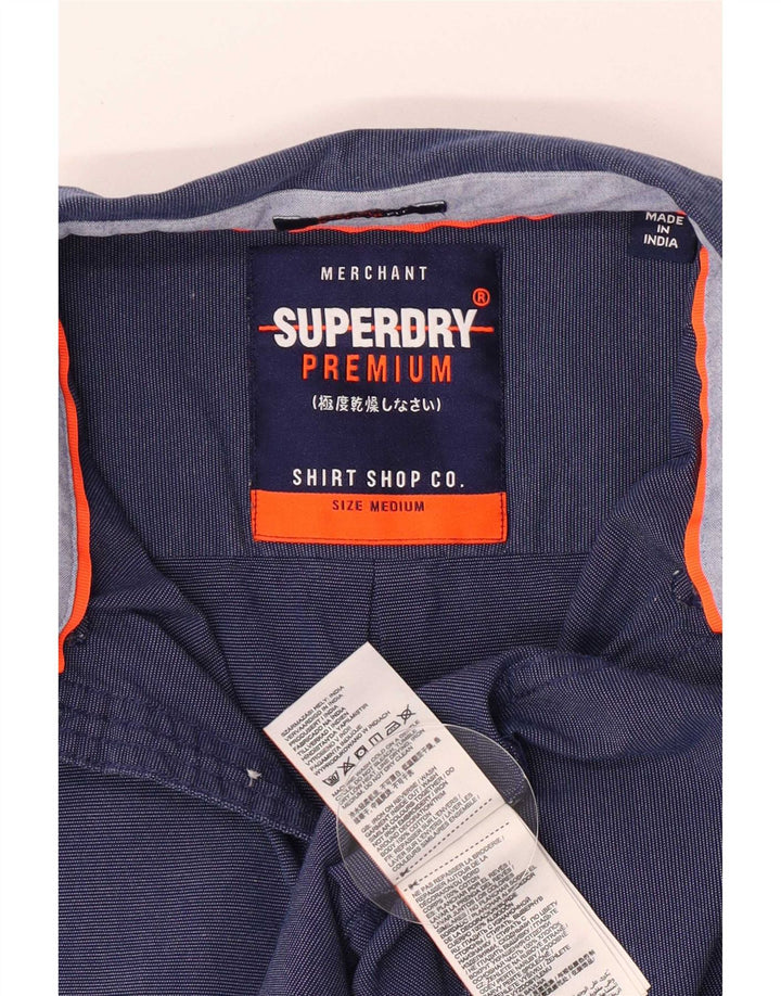 Męska koszula z krótkim rękawem Superdry, średnioniebieska, bawełniana