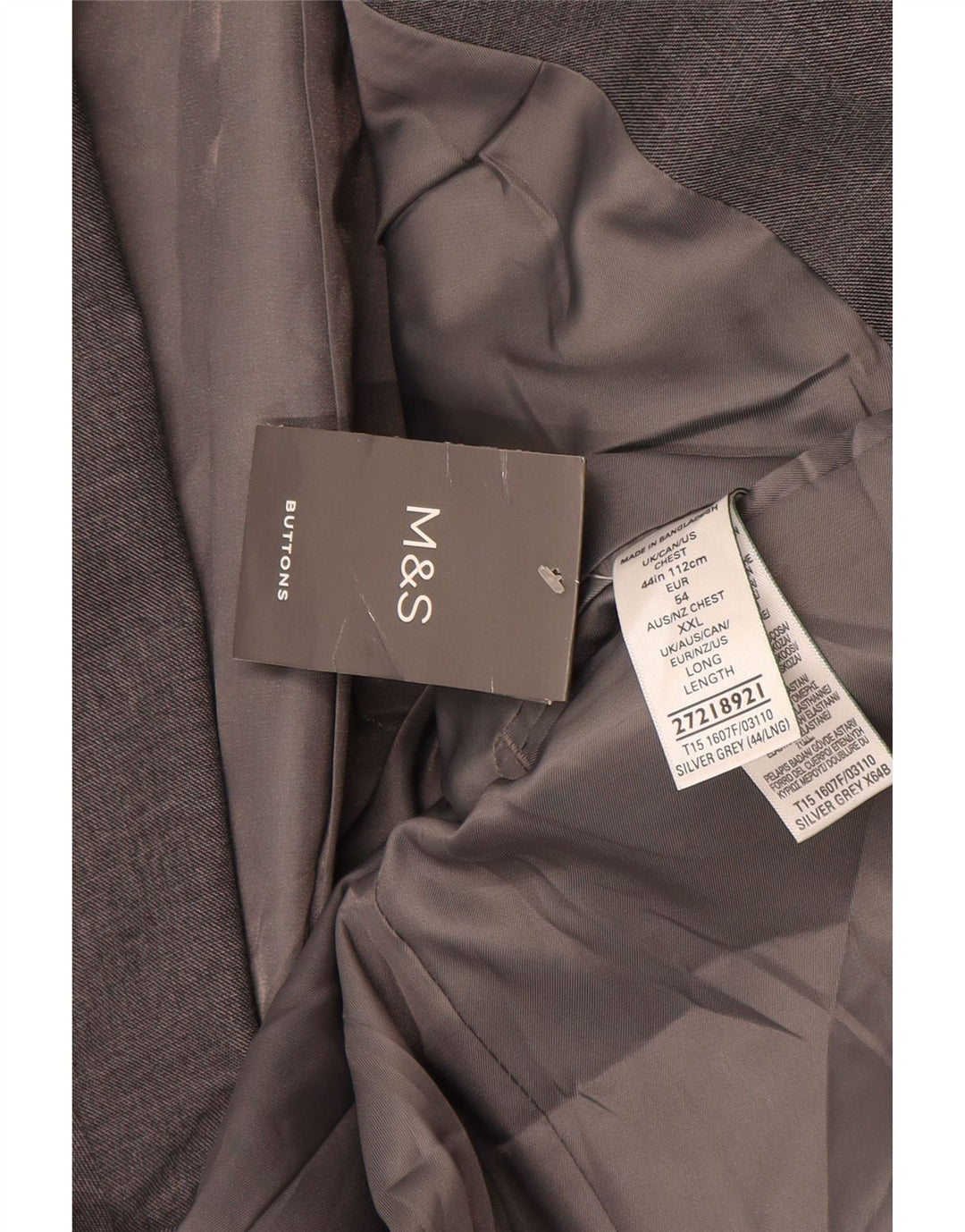 Marks & Spencer Męska marynarka zapinana na 2 guziki, UK 44 XL, szary poliester
