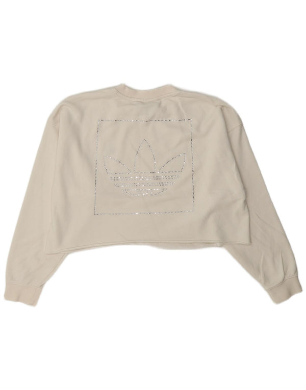 Damska bluza Adidas Crop Graphic Oversized Sweter UK 6 XS Biała