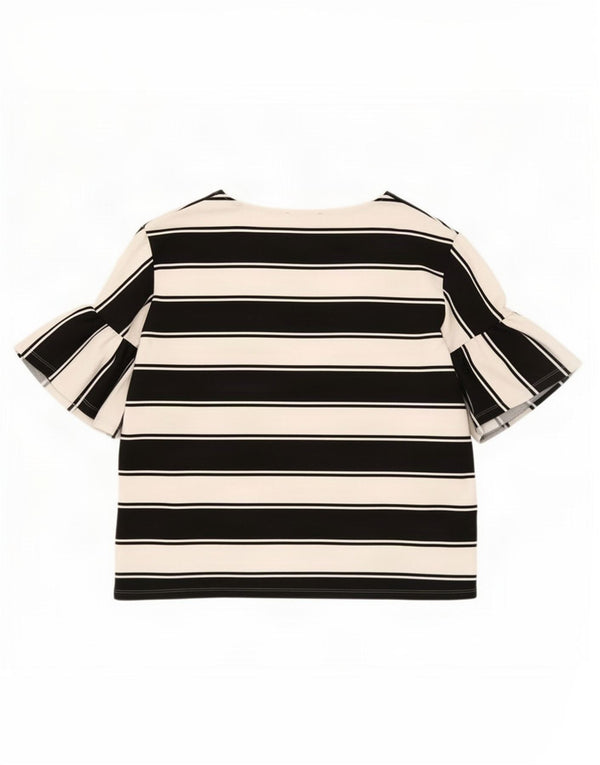Marks & Spencer Damska bluzka z rękawem 3/4, UK 18 XL, czarna, bawełniana w paski